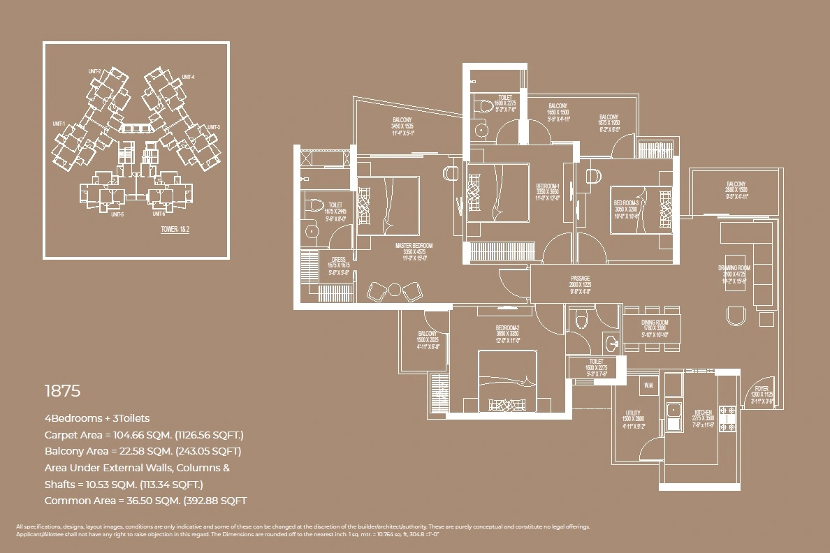 Ace Divino Floor Floor Plan Plan 1245 SQ.FT.