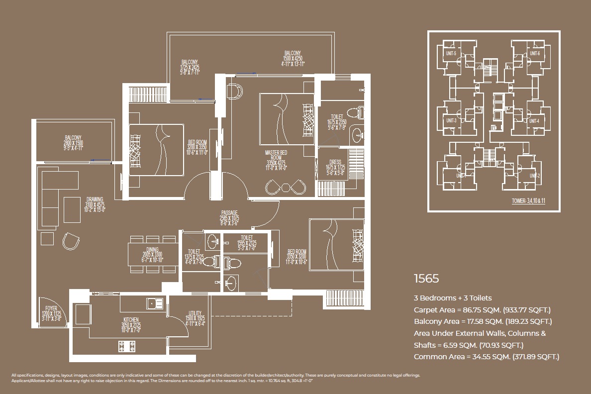 Ace Divino Floor Plan 1565 SQ.FT.